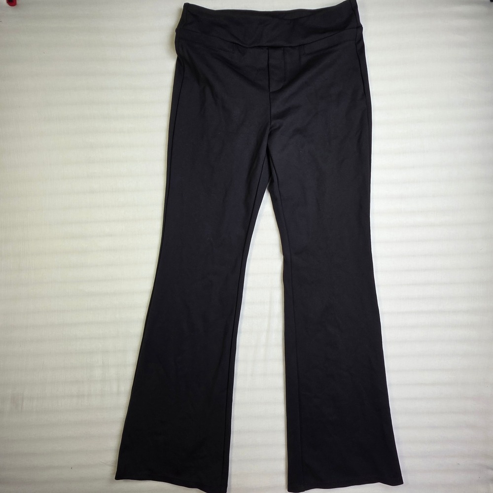 Halara Womens Black Pull On Flare Leg Stretch Knit Dress Pants Size M Regular